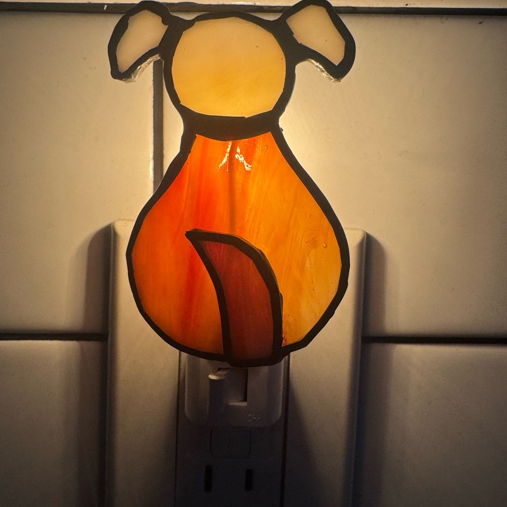 Stained Glass Dog Night Light